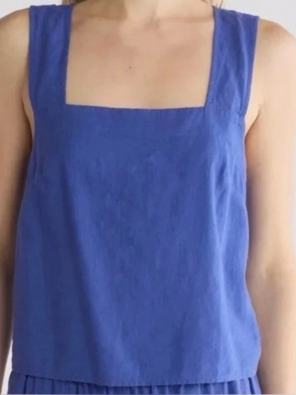 Madewell Royal Blue Square-Neck Linen Tank Top